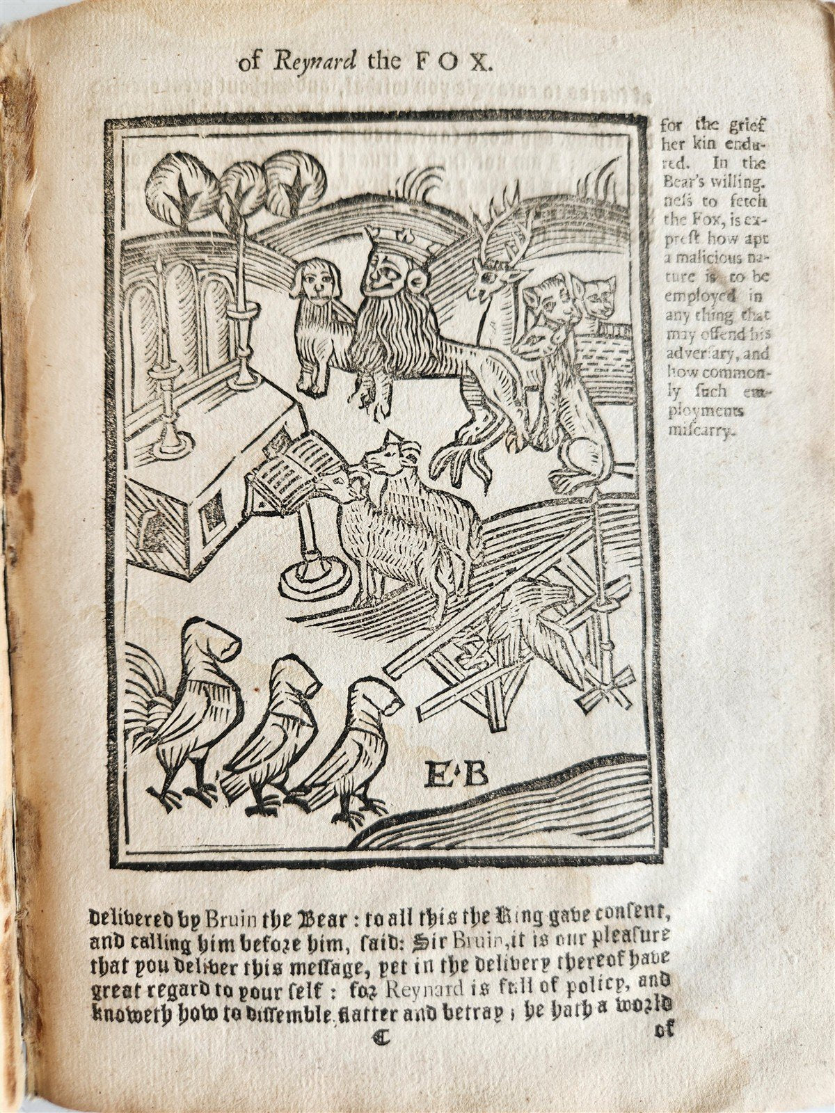 1701 REYNARD THE FOX in ENGLISH antique ILLUSTRATED w/ WOODCUTS