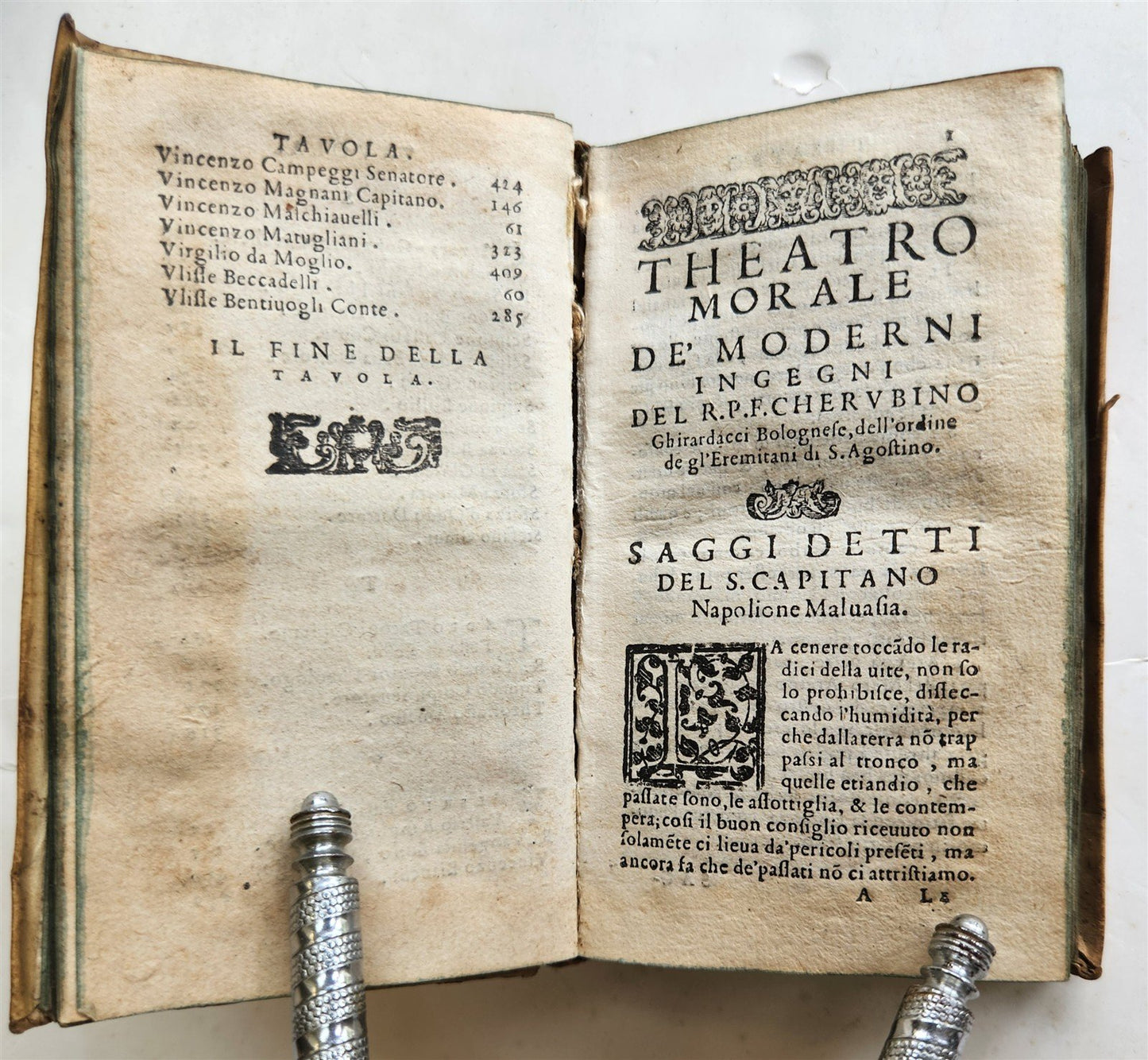 1585 Theatro Morale de moderni ingegni ANTIQUE in ITALIAN vellum binding