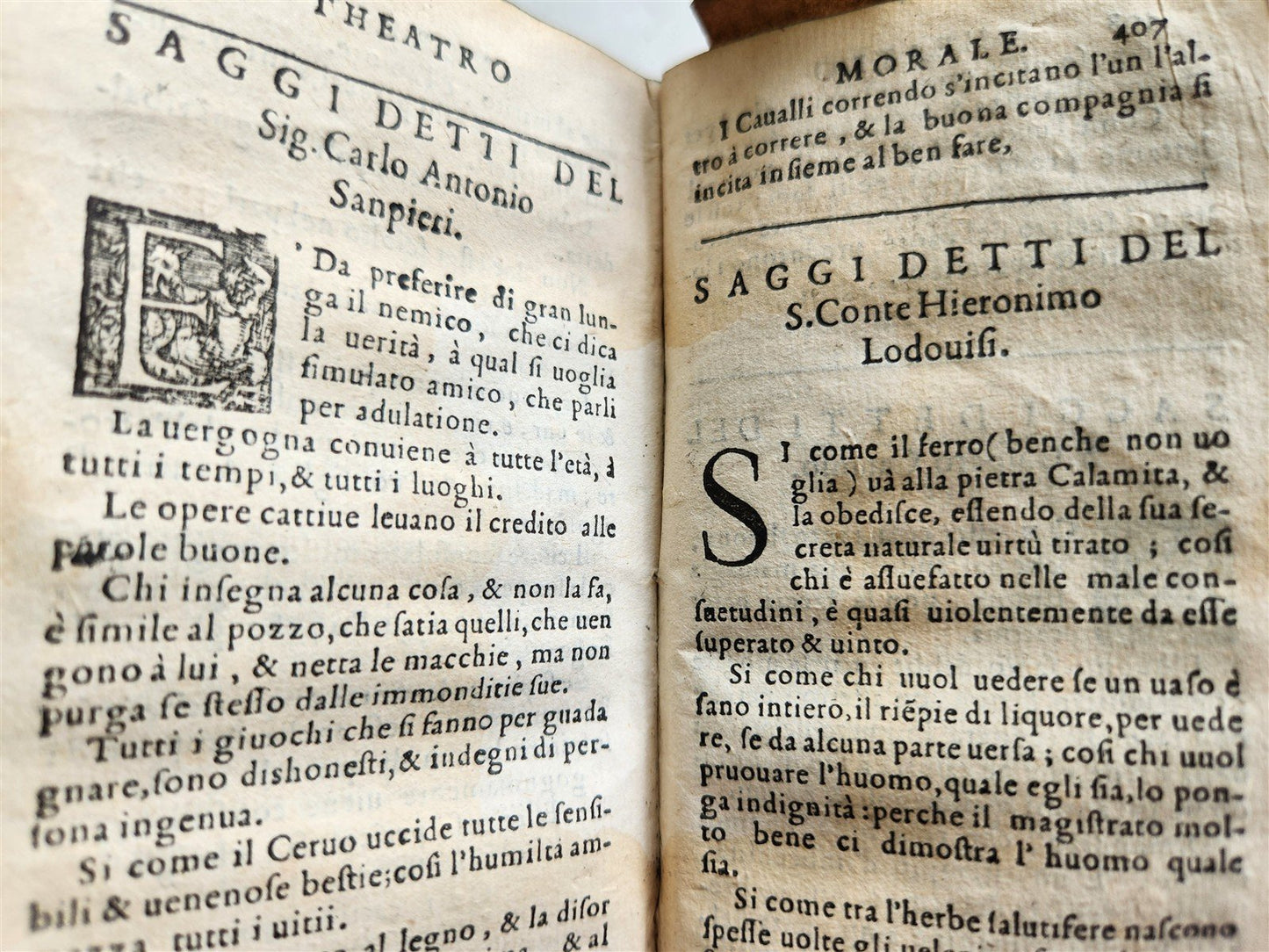 1585 Theatro Morale de moderni ingegni ANTIQUE in ITALIAN vellum binding