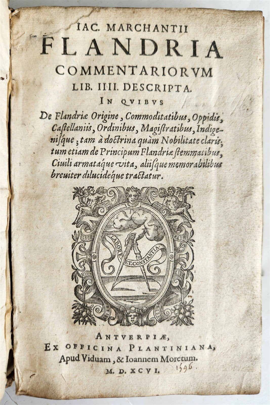 1596 HISTORY of FLANDRIA by Jacobus MARCHANTIUS antique VELLUM Plantin Press