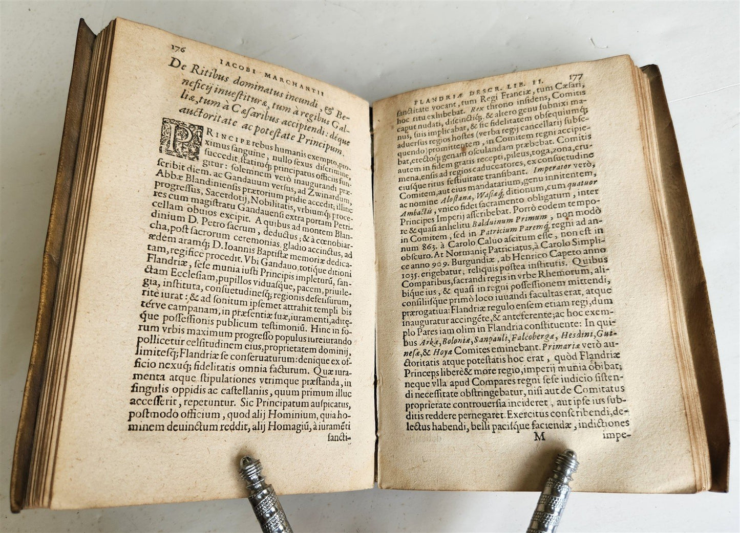 1596 HISTORY of FLANDRIA by Jacobus MARCHANTIUS antique VELLUM Plantin Press