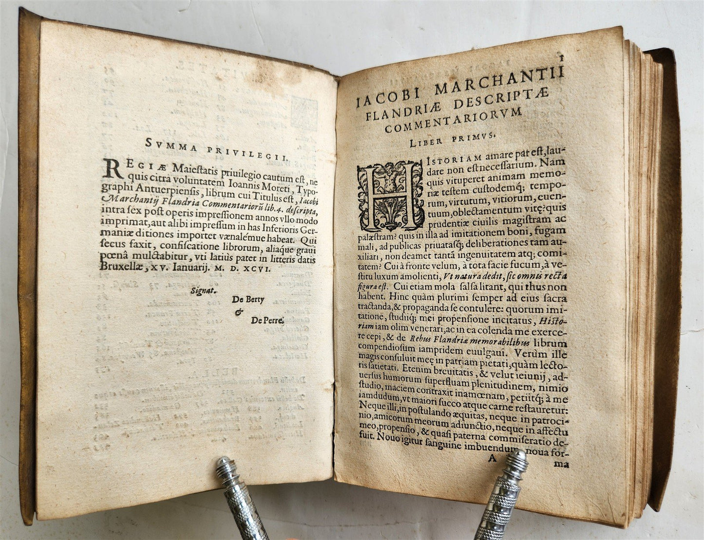 1596 HISTORY of FLANDRIA by Jacobus MARCHANTIUS antique VELLUM Plantin Press