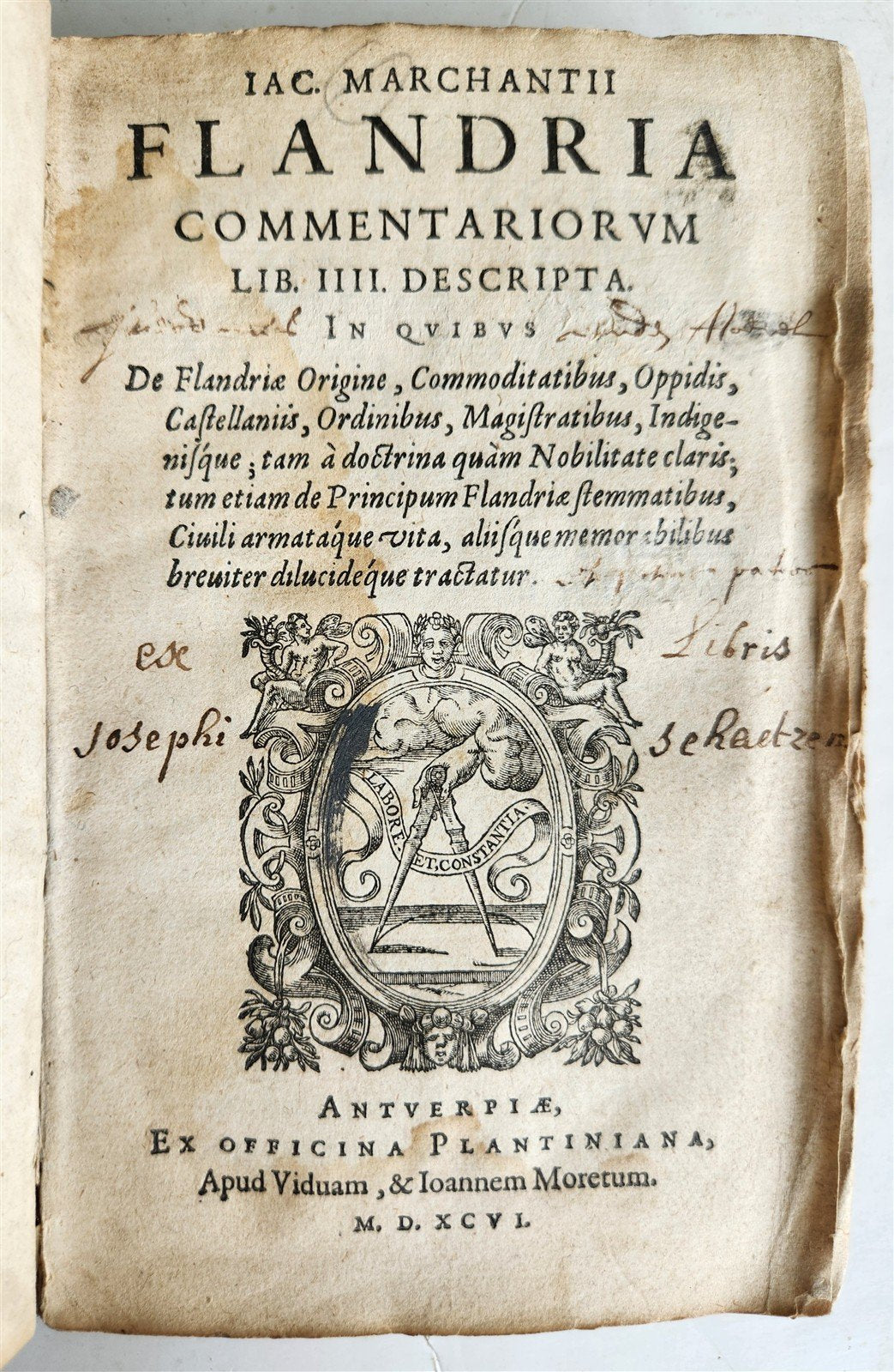 1596 HISTORY of FLANDRIA by Jacobus MARCHANTIUS antique VELLUM Plantin Publisher