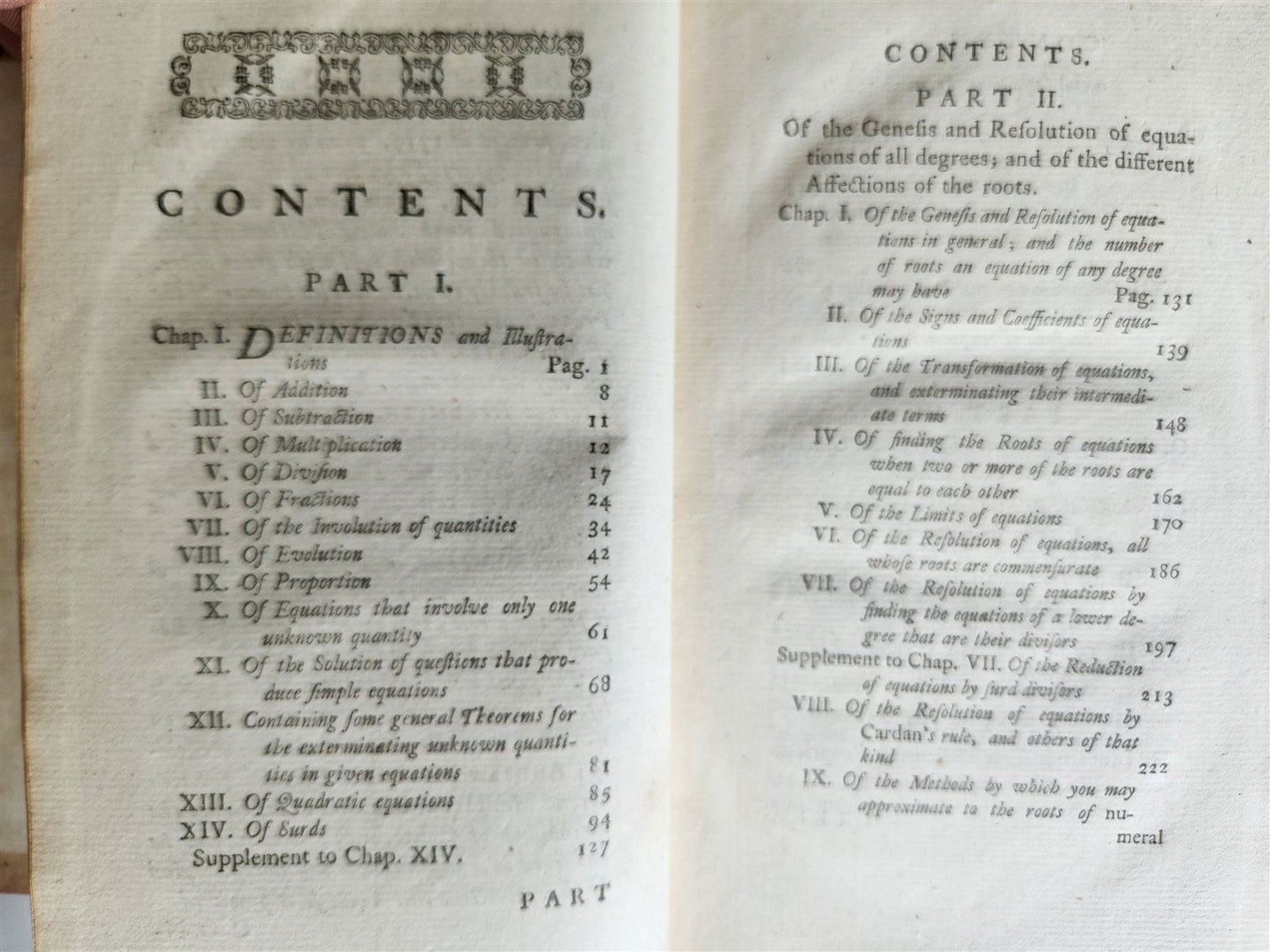 1771 Treatise of Algebra ILLUSTRATED antique in ENGLISH