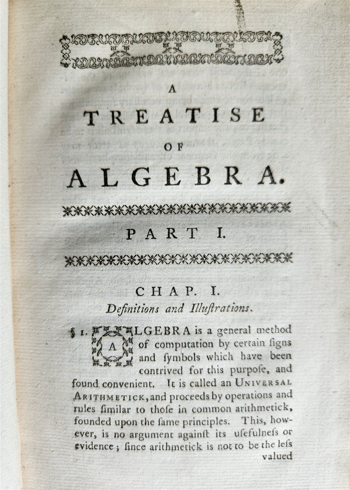 1771 Treatise of Algebra ILLUSTRATED antique in ENGLISH