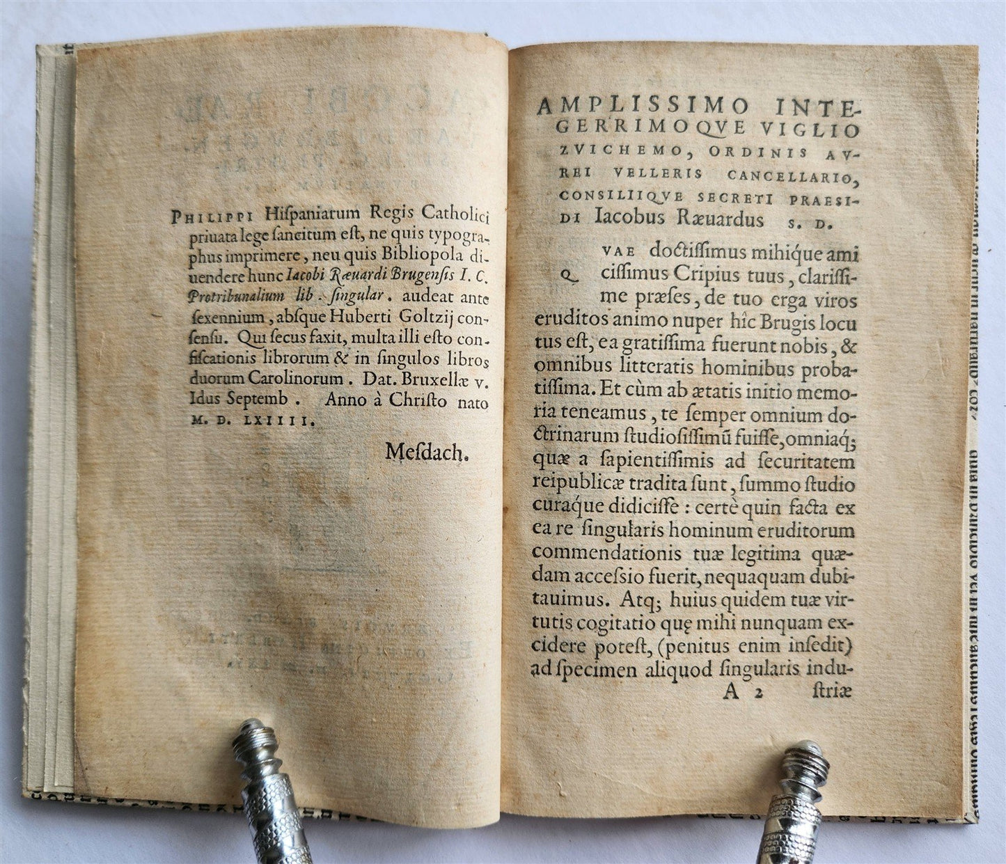 1565 ROMAN LAW TREATISE by FLEMISH JURIST Jacobus RAEVARDUS antique 16th century
