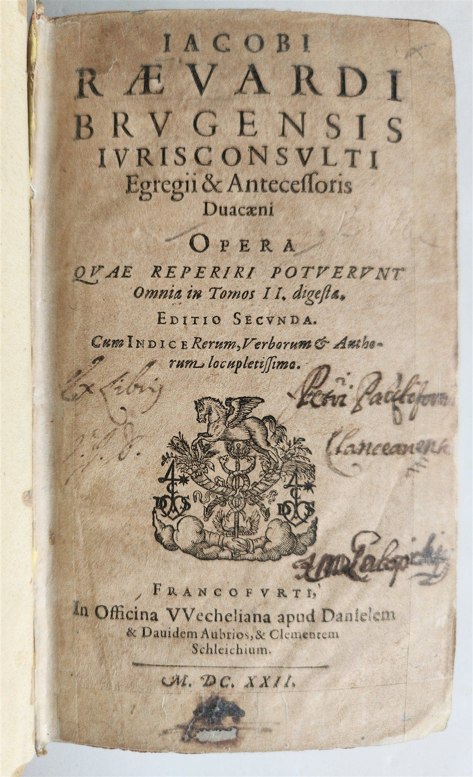 1622 LAW TREATISE by FLEMISH JURIST Jacobus RAEVARDUS antique VELLUM BINDING