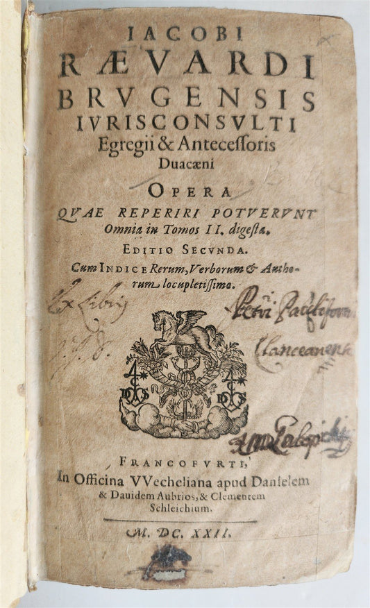 1622 LAW TREATISE by FLEMISH JURIST Jacobus RAEVARDUS antique VELLUM BINDING