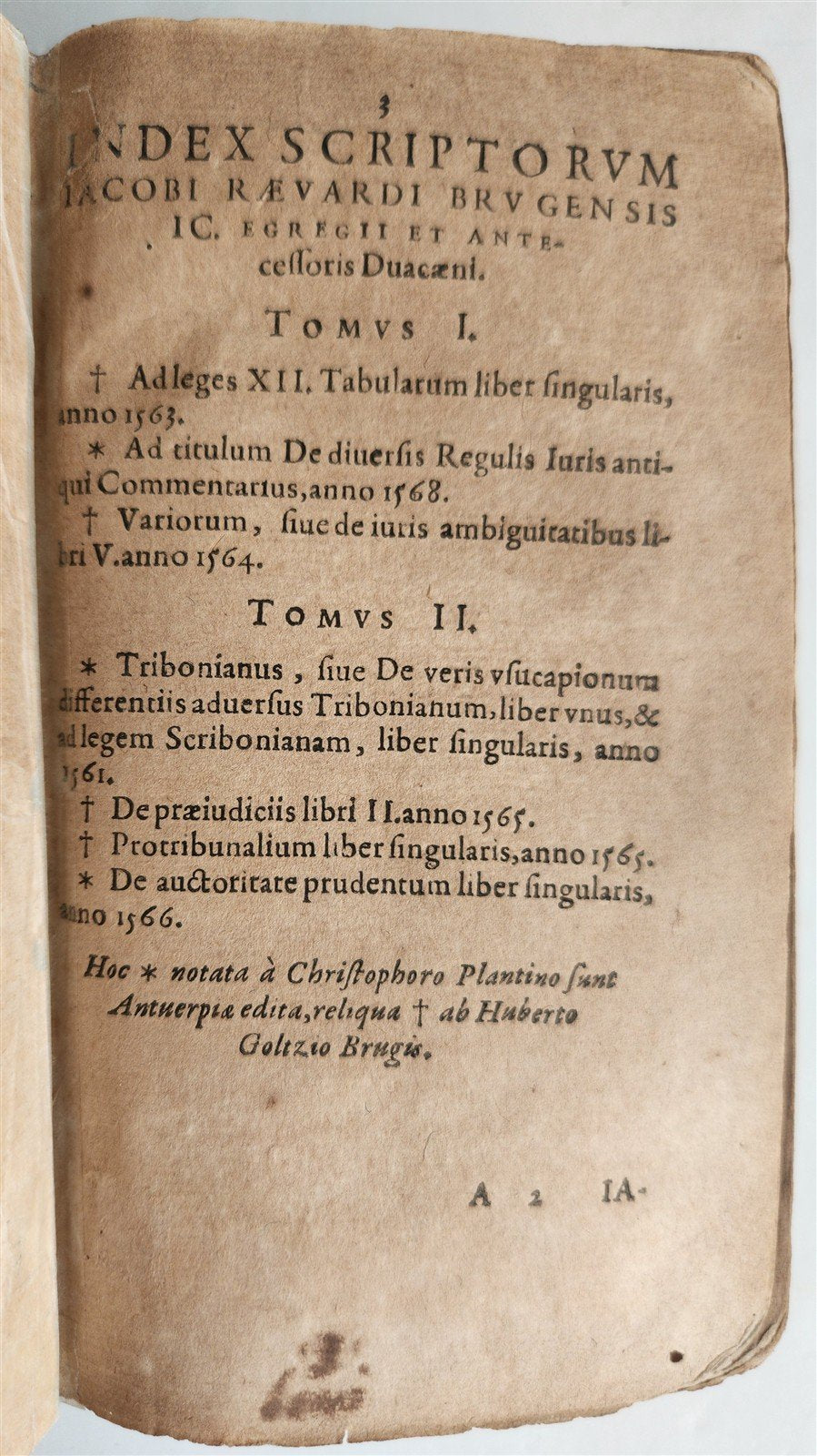 1622 LAW TREATISE by FLEMISH JURIST Jacobus RAEVARDUS antique VELLUM BINDING
