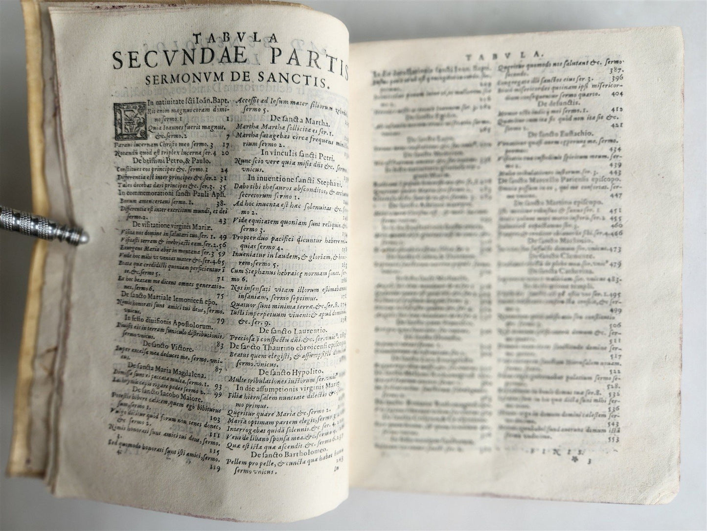 1576 SERMONUM de SANTIS by Johannes Raulin antique VELLUM BINDING