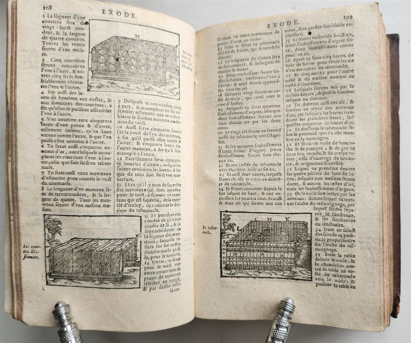 1598 BIBLE in FRENCH ILLUSTRATED 2 VOLUMES antique OLD & NEW TESTAMENT