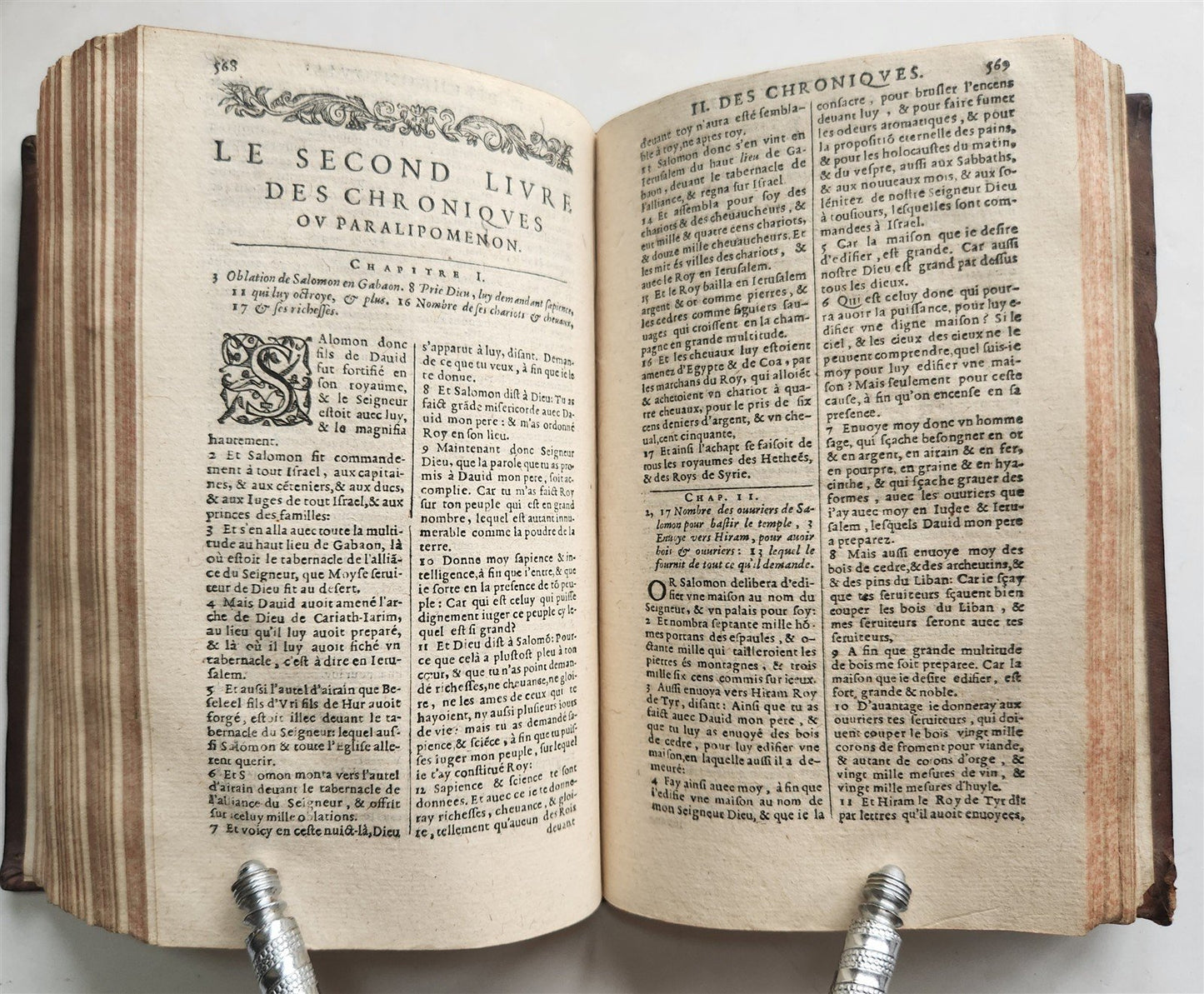 1598 BIBLE in FRENCH ILLUSTRATED 2 VOLUMES antique OLD & NEW TESTAMENT