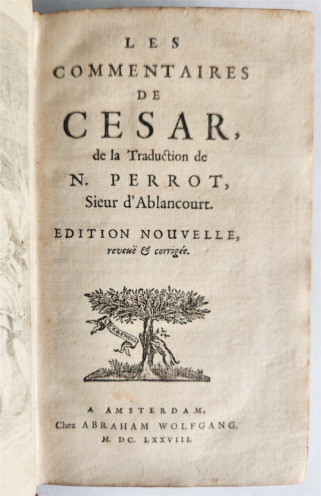1678 JULIUS CAESAR COMMENTARIES ILLUSTRATED w/ MAP antique in FRENCH