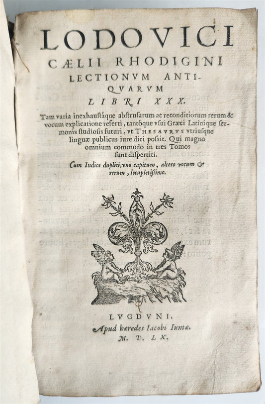 1560 LECTIONUM ANTIQUARUM by Ludovico Caelio Rhodigino antique in LATIN