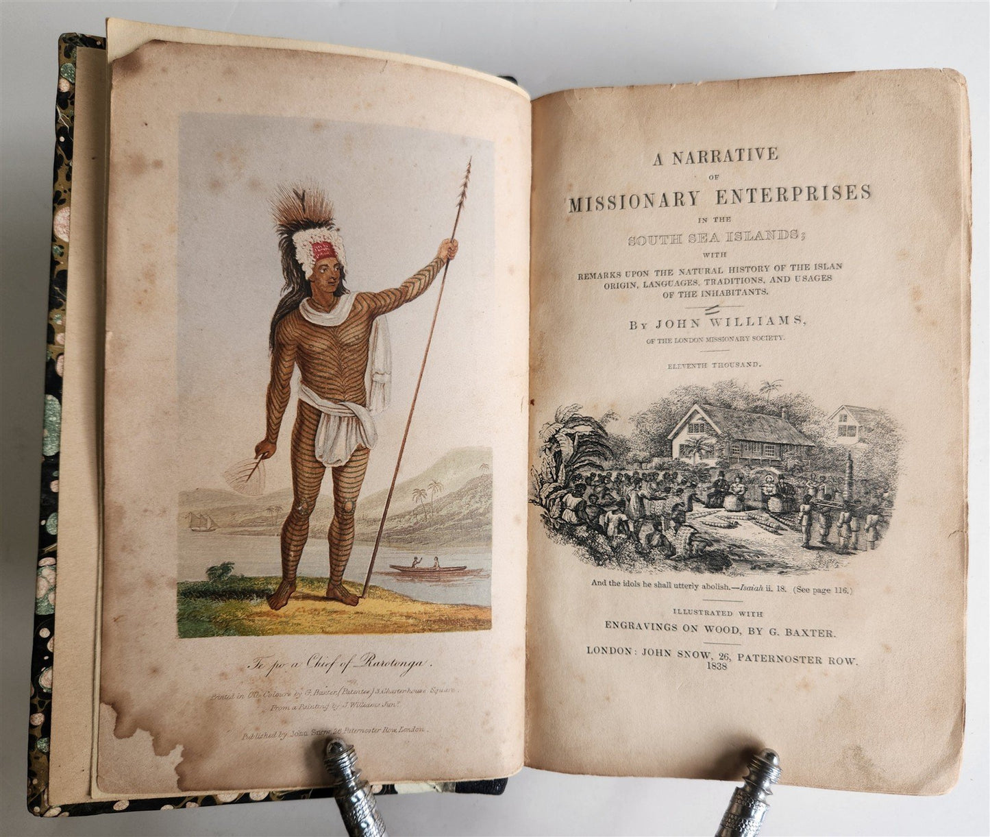 1838 NARRATIVE of MISSIONARY ENTERPRISES in SOUTH SEA ISLAND antique ILLUSTRATED