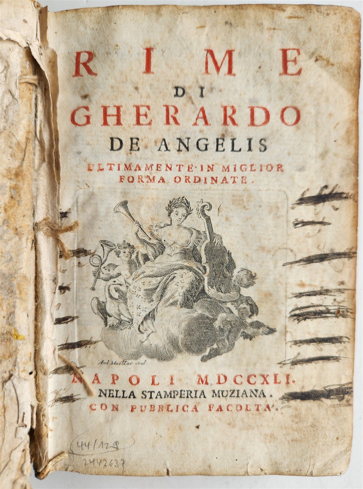 1741 POETRY by Gerardo de Angelis antique in ITALIAN vellum binding