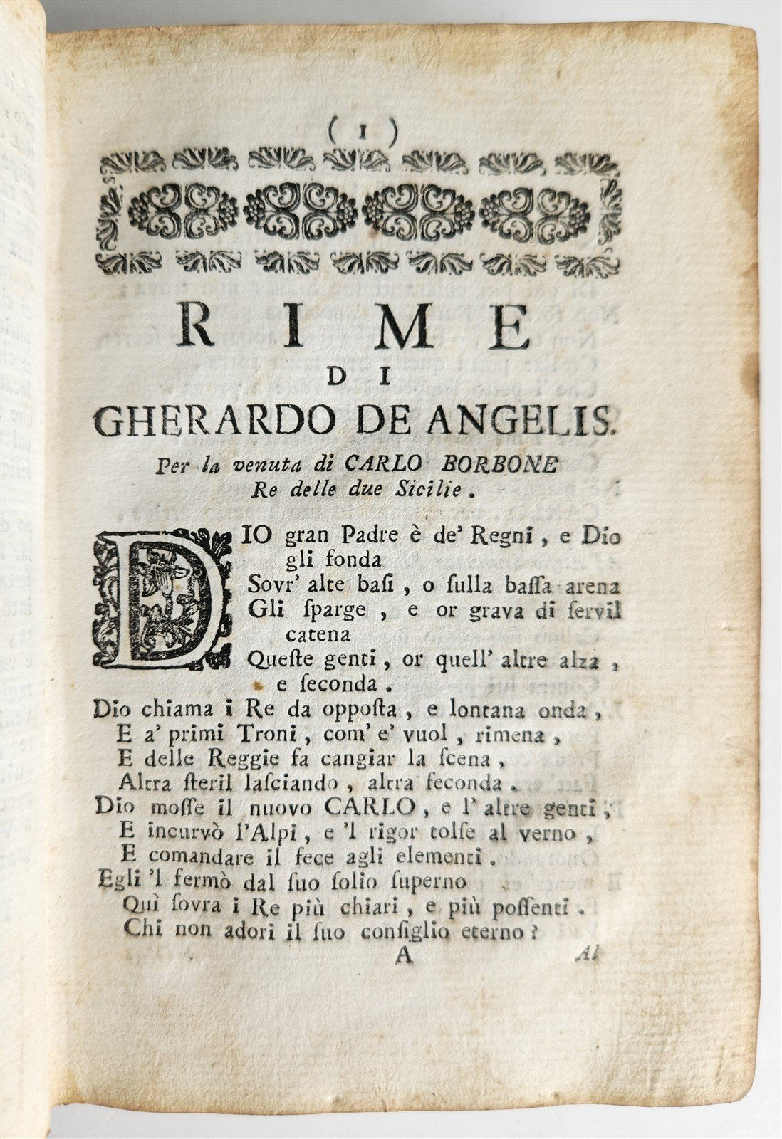 1741 POETRY by Gerardo de Angelis antique in ITALIAN vellum binding