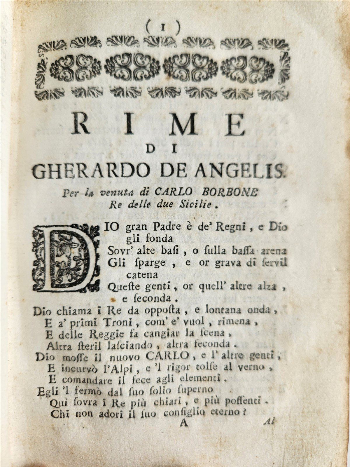1741 POETRY by Gerardo de Angelis antique in ITALIAN vellum binding