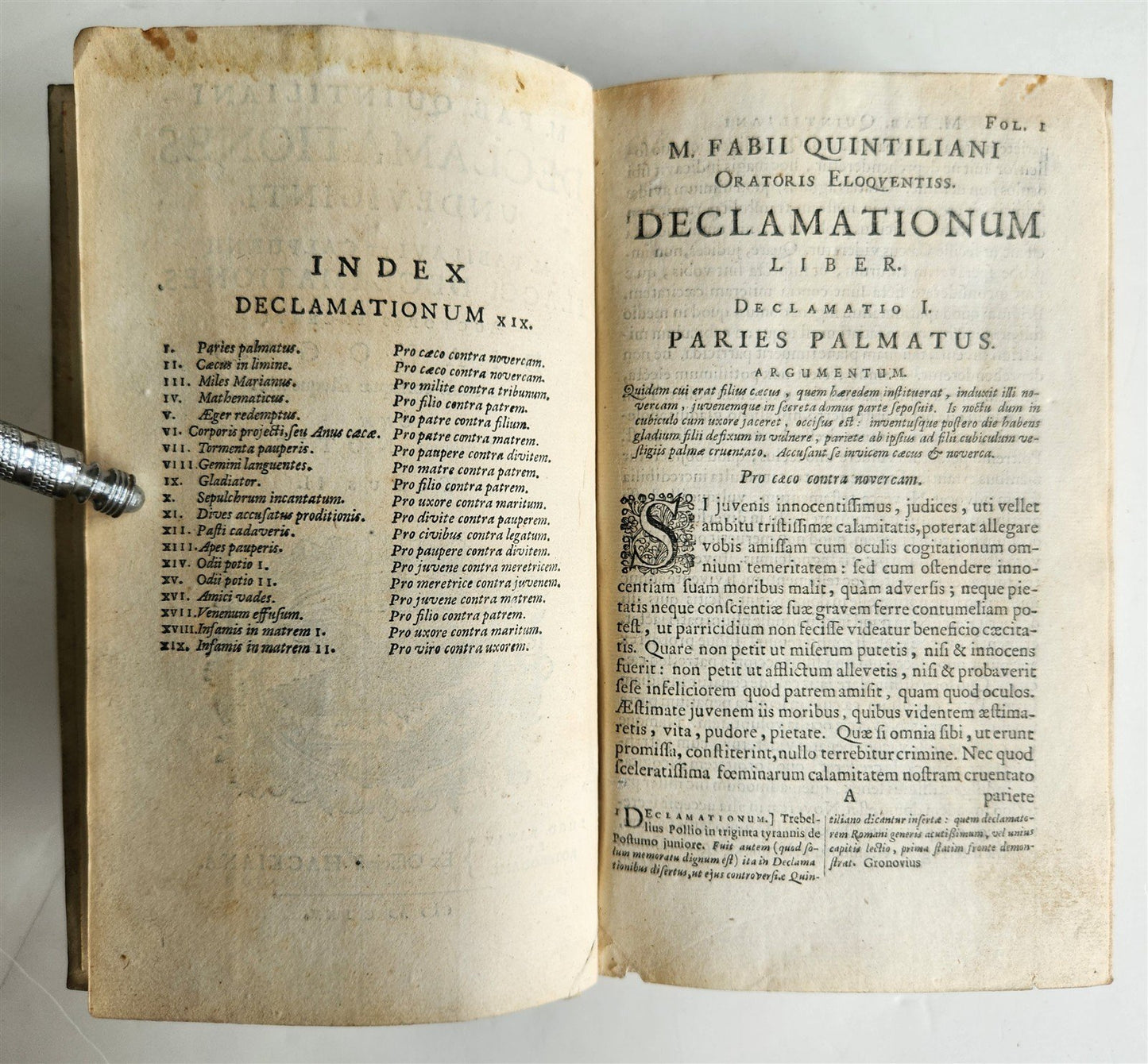 1665 Declamationes by QUINTILLIANUS antique vellum bound