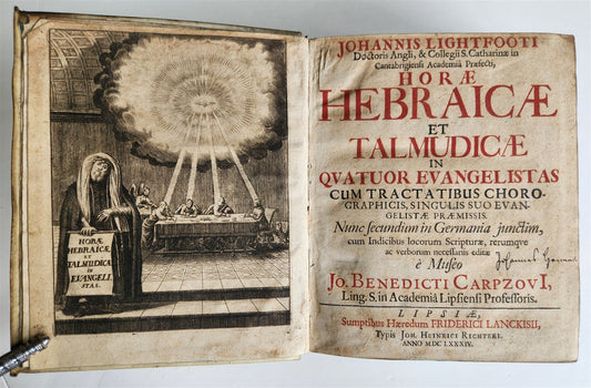1684 Horae Hebraicae et Talmudicae in quatvor Evangelistas antique vellum bound