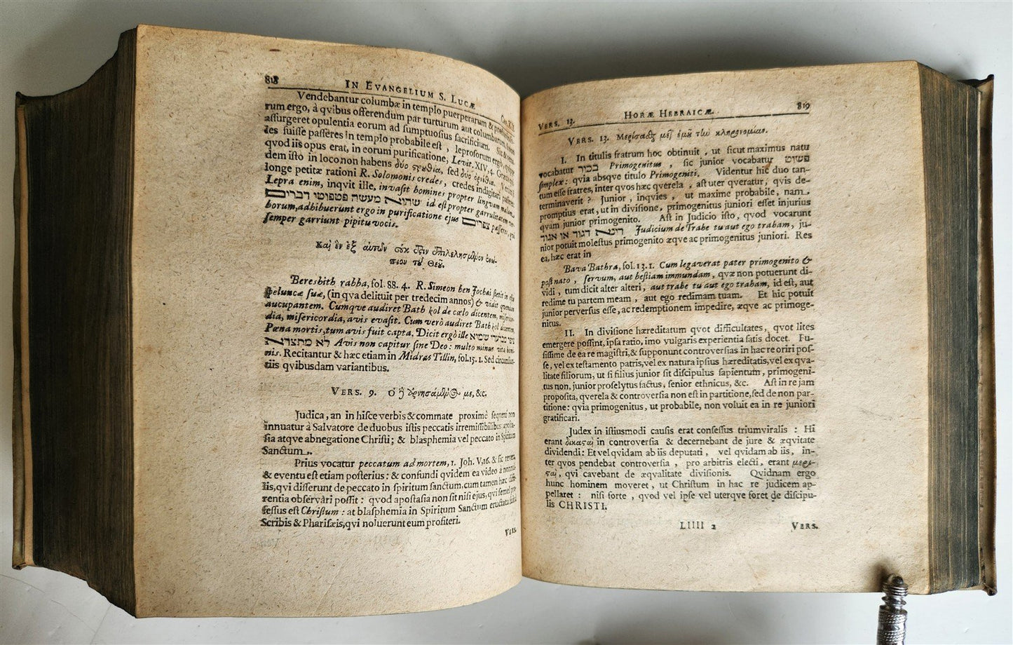 1684 Horae Hebraicae et Talmudicae in quatvor Evangelistas antique vellum bound