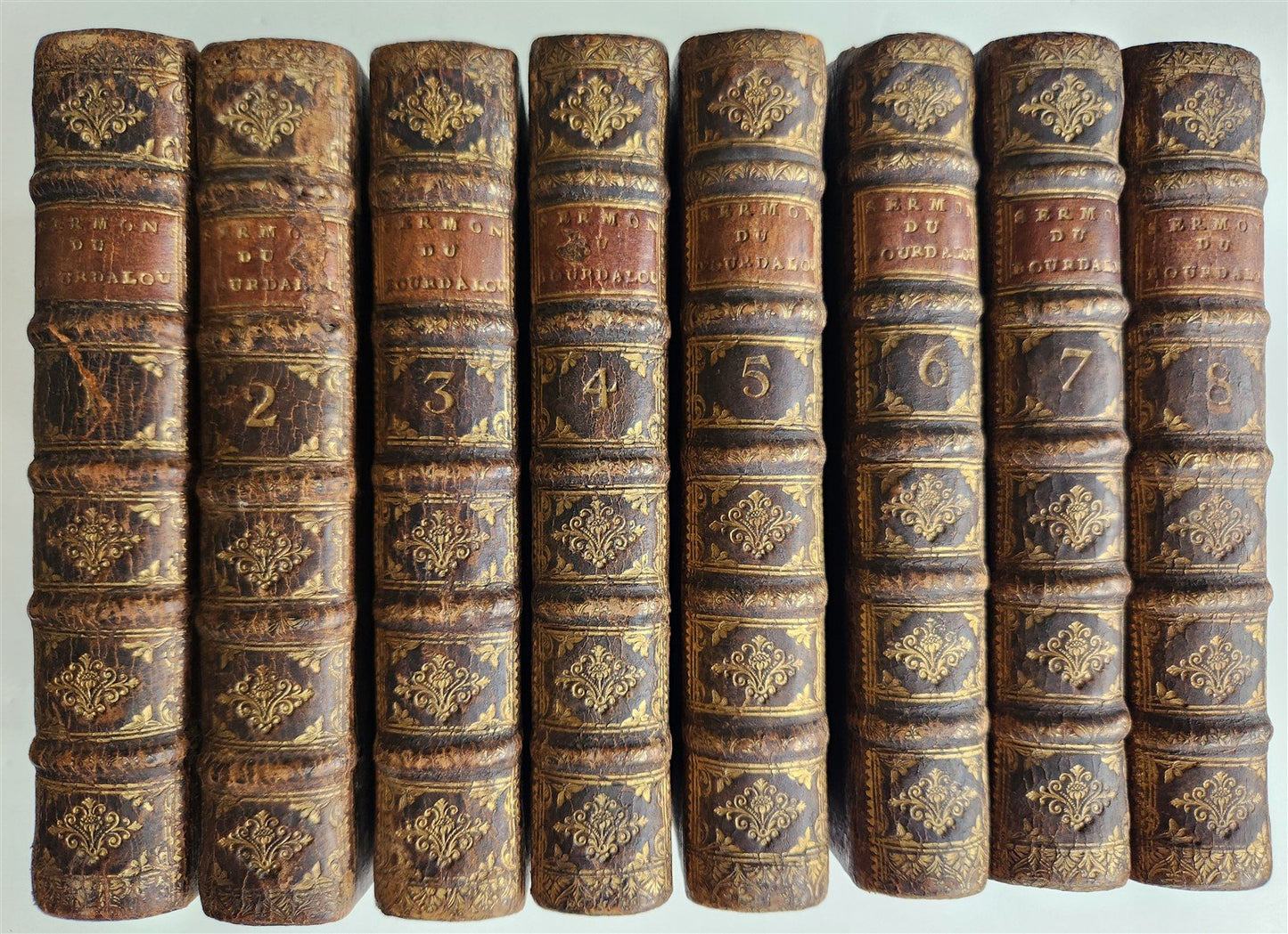 1712 SERMONS by Louis Bourdaloue 8 VOLUMES in FRENCH antique
