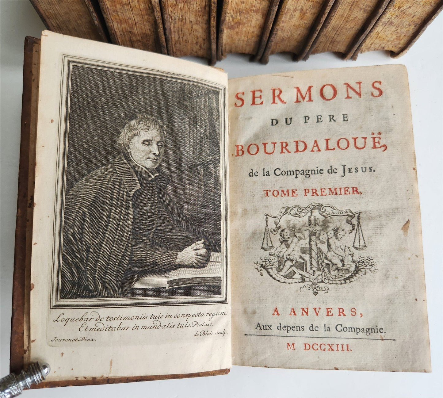 1712 SERMONS by Louis Bourdaloue 8 VOLUMES in FRENCH antique