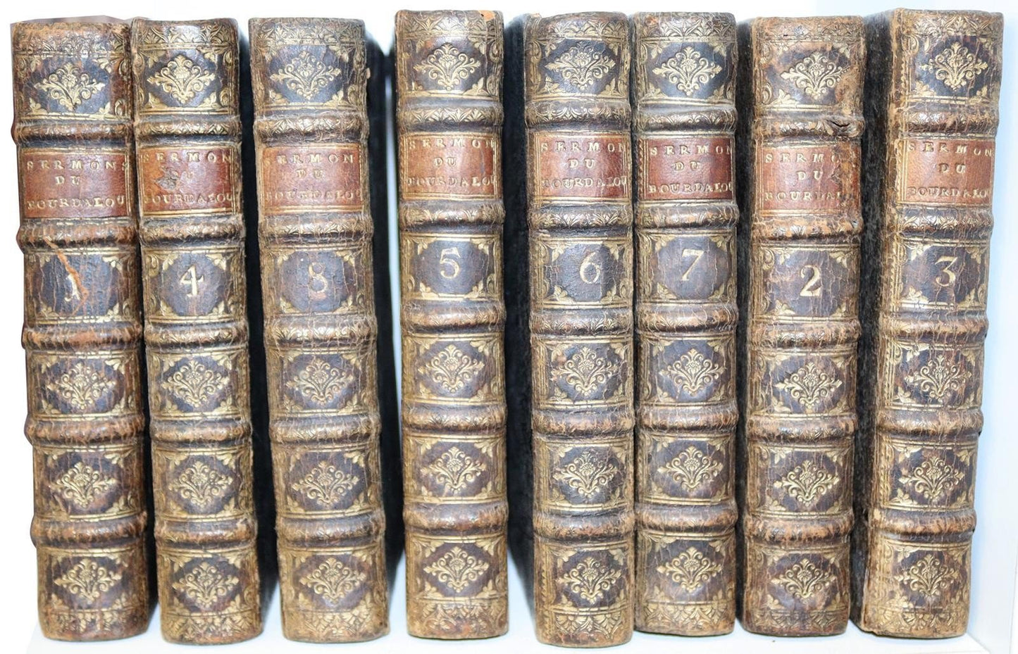 1712 SERMONS by Louis Bourdaloue 8 VOLUMES in FRENCH antique