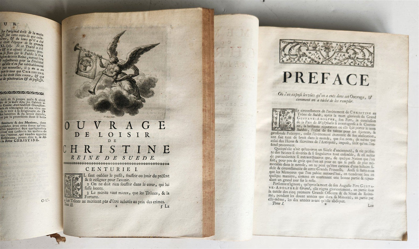 1751 MEMOIRS of CHRISTINE QUEEN of SWEDEN 2 VOLUMES in FRENCH antique