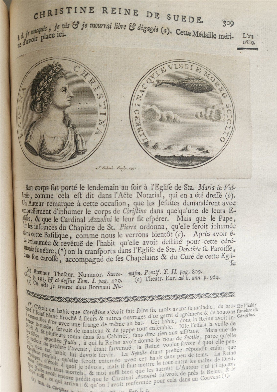 1751 MEMOIRS of CHRISTINE QUEEN of SWEDEN 2 VOLUMES in FRENCH antique
