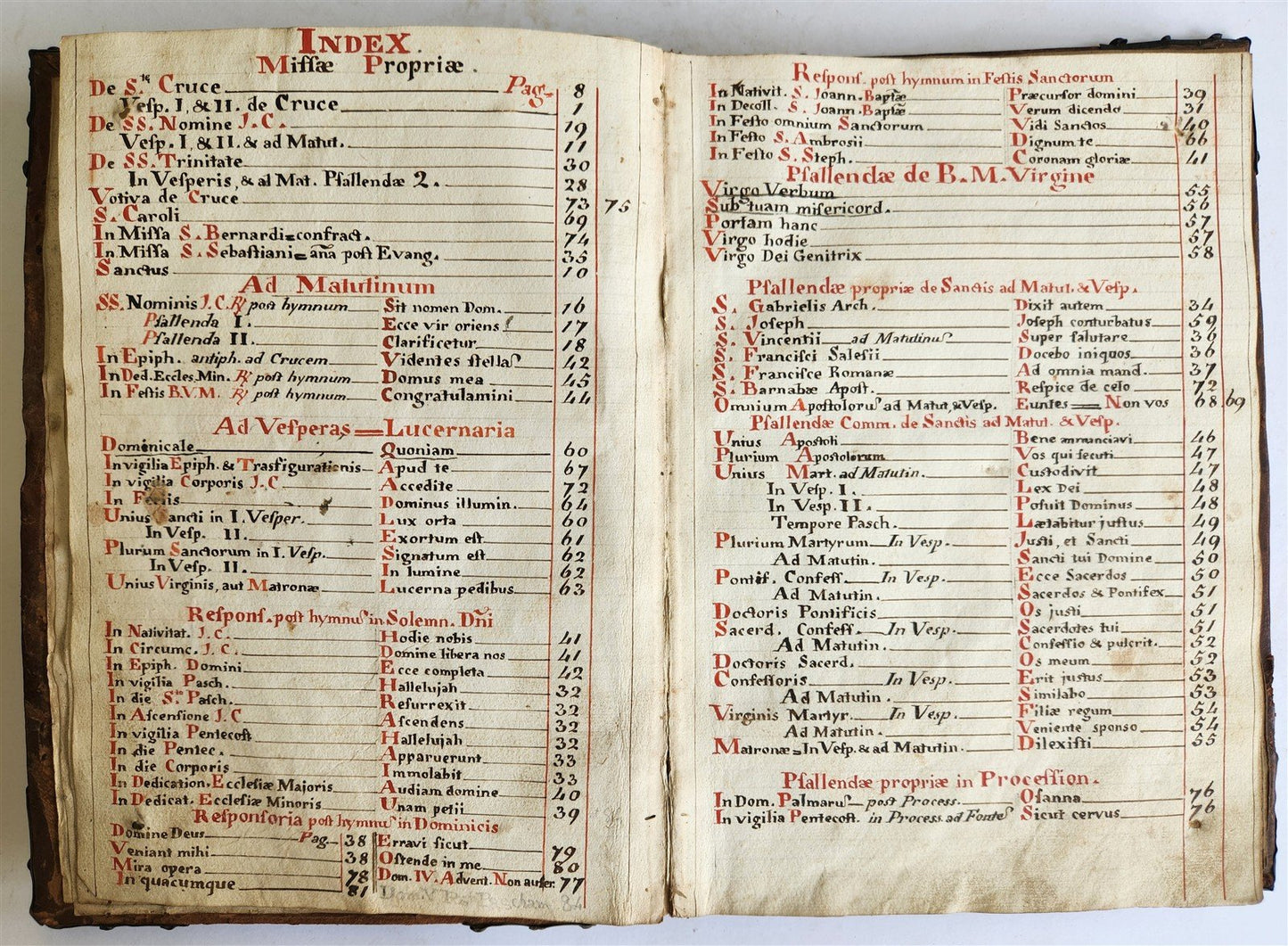 16-17th CENTURY ANTIPHONARY MANUSCRIPT antique FOLIO 92 pp. AMAZING BINDING
