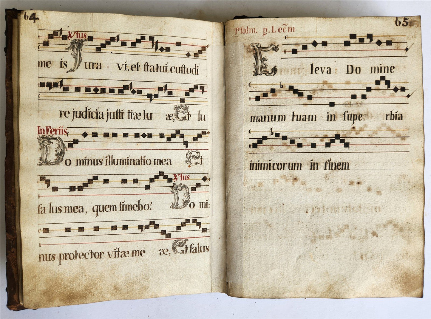 16-17th CENTURY ANTIPHONARY MANUSCRIPT antique FOLIO 92 pp. AMAZING BINDING