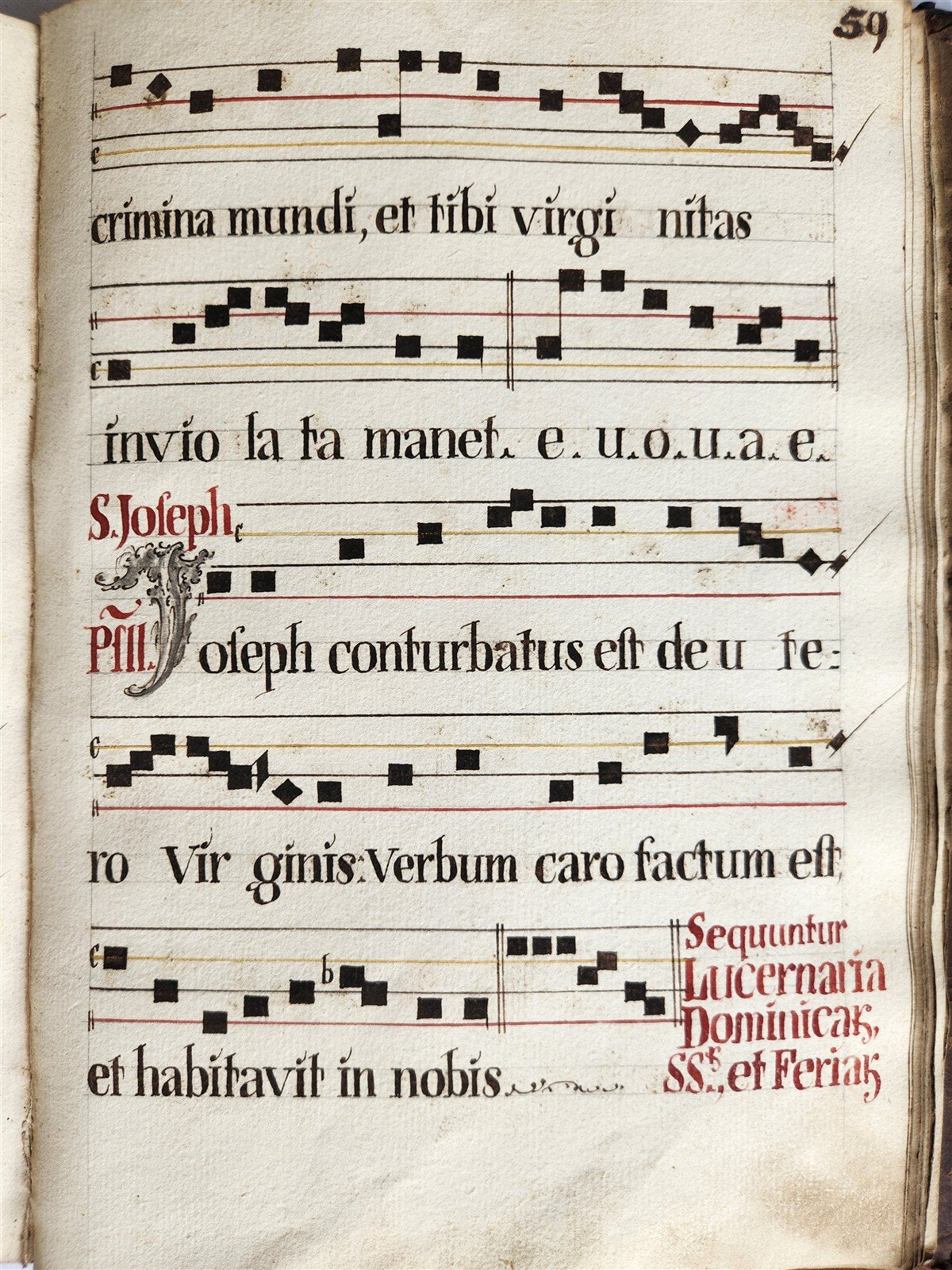 16-17th CENTURY ANTIPHONARY MANUSCRIPT antique FOLIO 92 pp. AMAZING BINDING