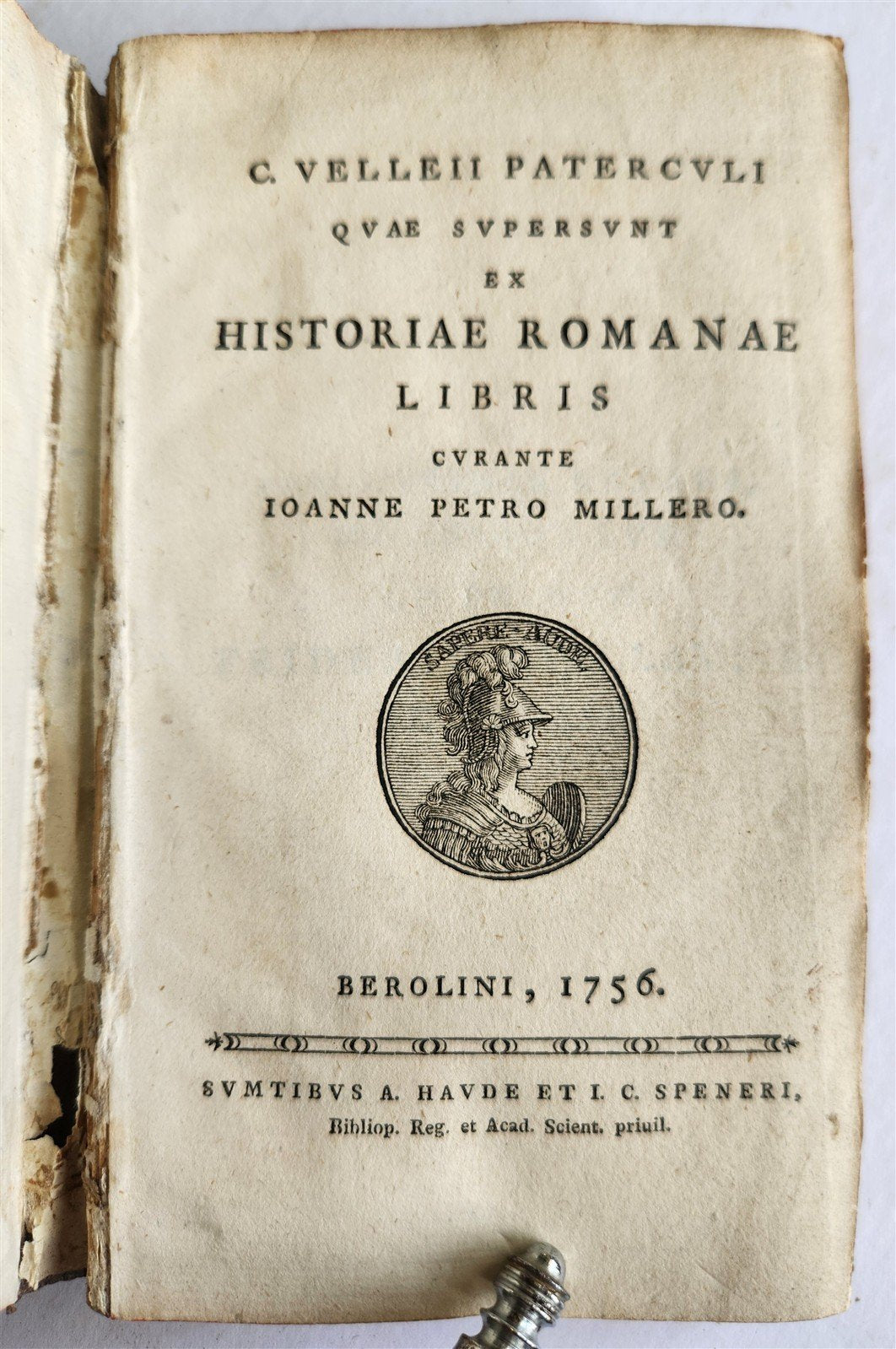 1756 ROMAN HISTORY by Velleius Paterculus antique VELLUM BINDING