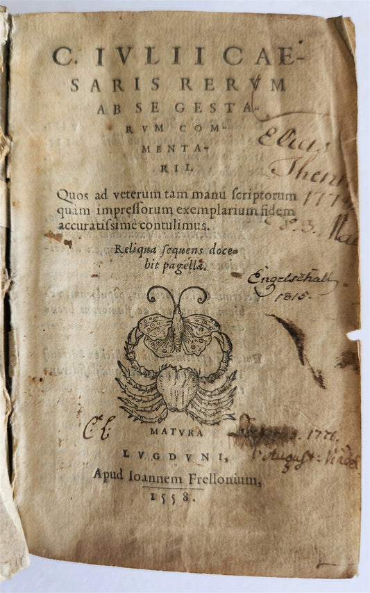 1558 JULIUS CAESAR Rerum ab se gestarum commentarii ILLUSTRATED antique VELLUM