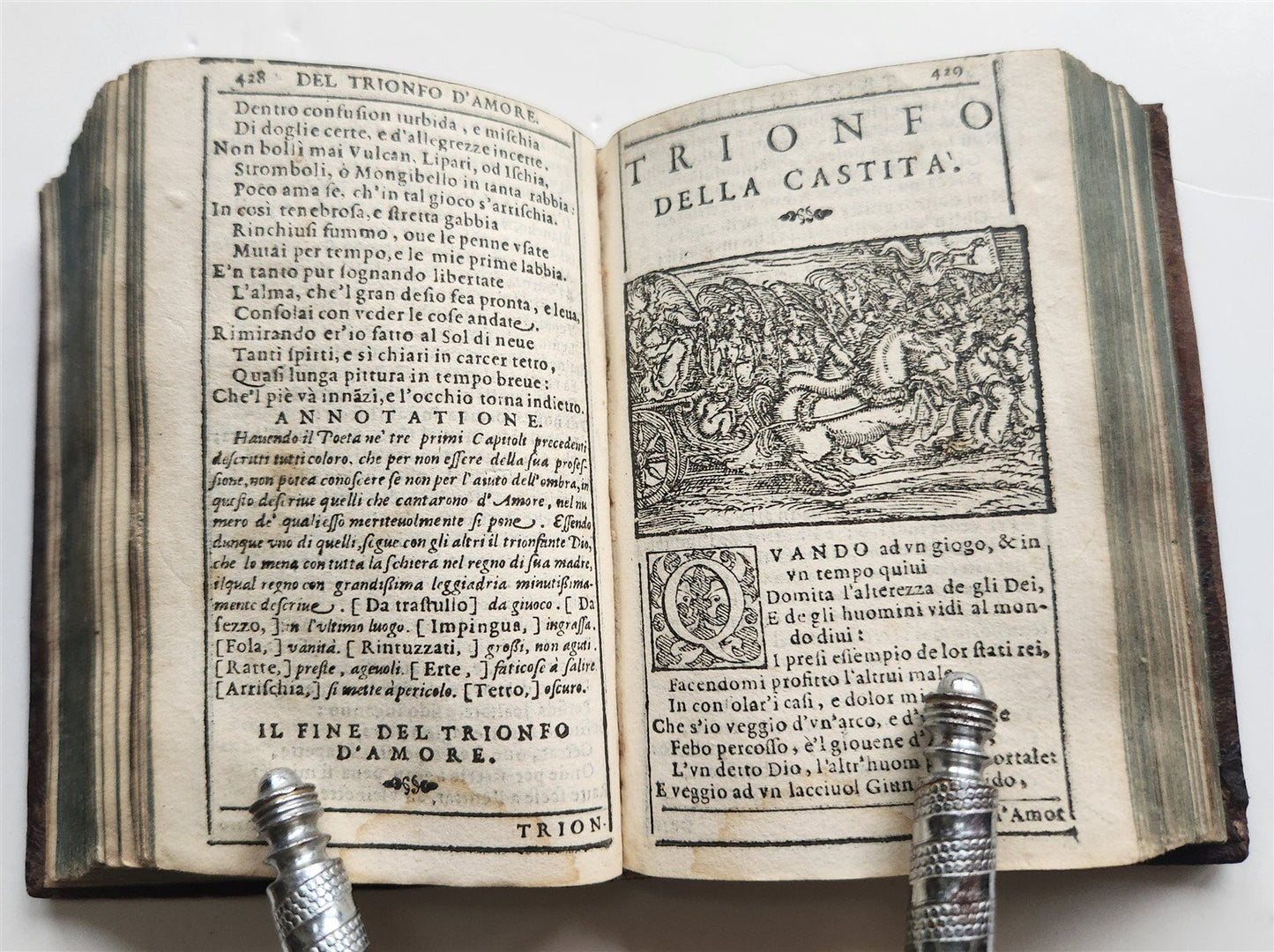 1572 PETRARCH ILLUSTRATED in ITALIAN antique 16th CENTURY rare PETRARCA POETRY