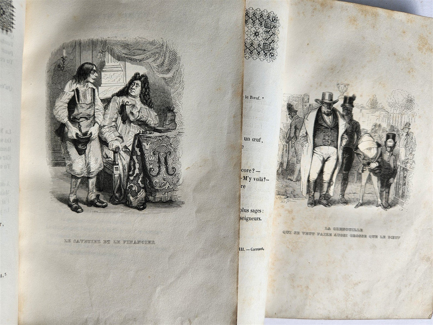 1839 FABLES by LA FONTAINE 2 VOLUMES illustrated ANTIQUE in FRENCH
