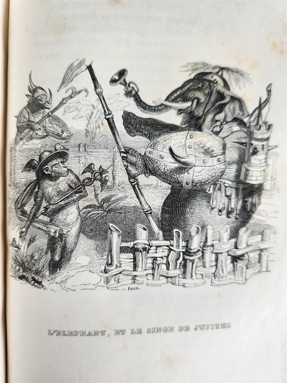 1839 FABLES by LA FONTAINE 2 VOLUMES illustrated ANTIQUE in FRENCH