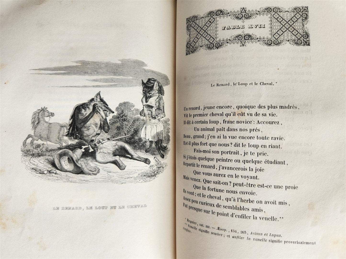 1839 FABLES by LA FONTAINE 2 VOLUMES illustrated ANTIQUE in FRENCH