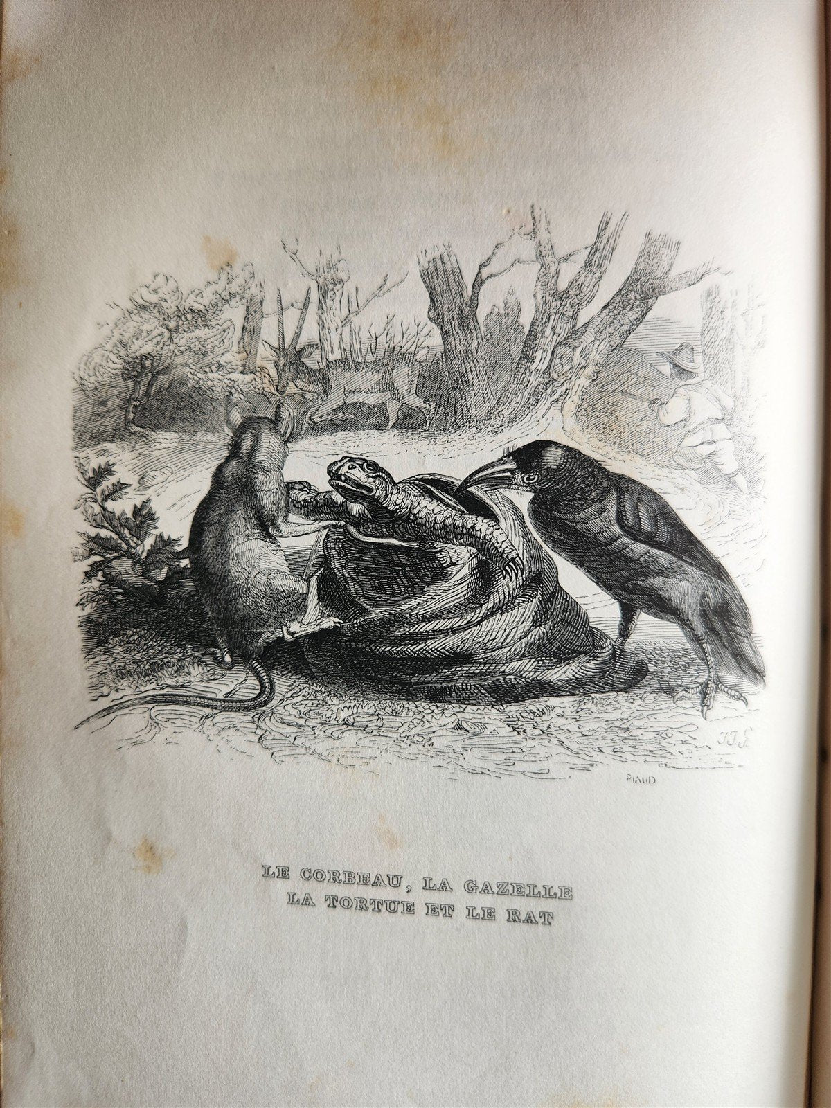 1839 FABLES by LA FONTAINE 2 VOLUMES illustrated ANTIQUE in FRENCH