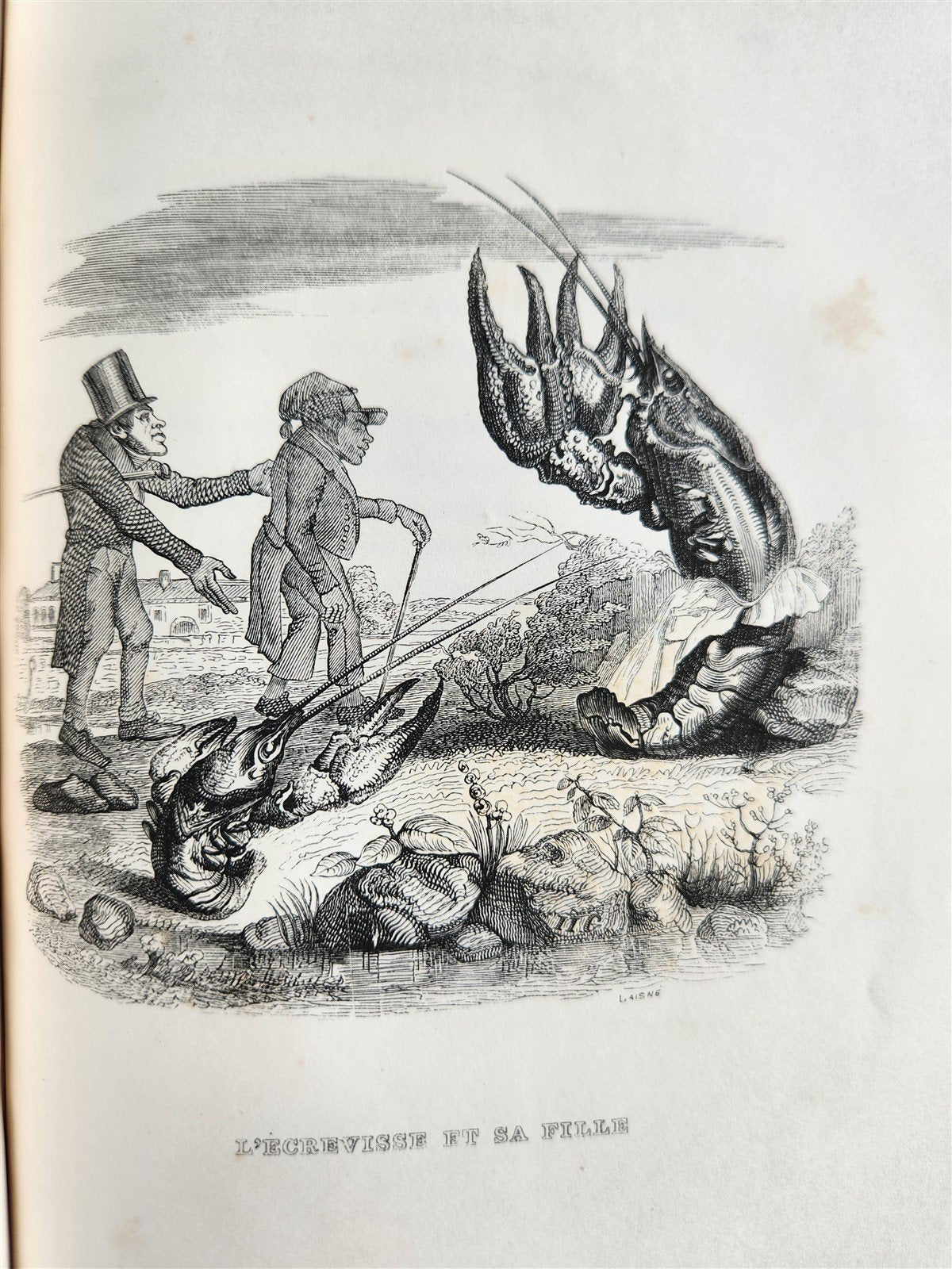 1839 FABLES by LA FONTAINE 2 VOLUMES illustrated ANTIQUE in FRENCH