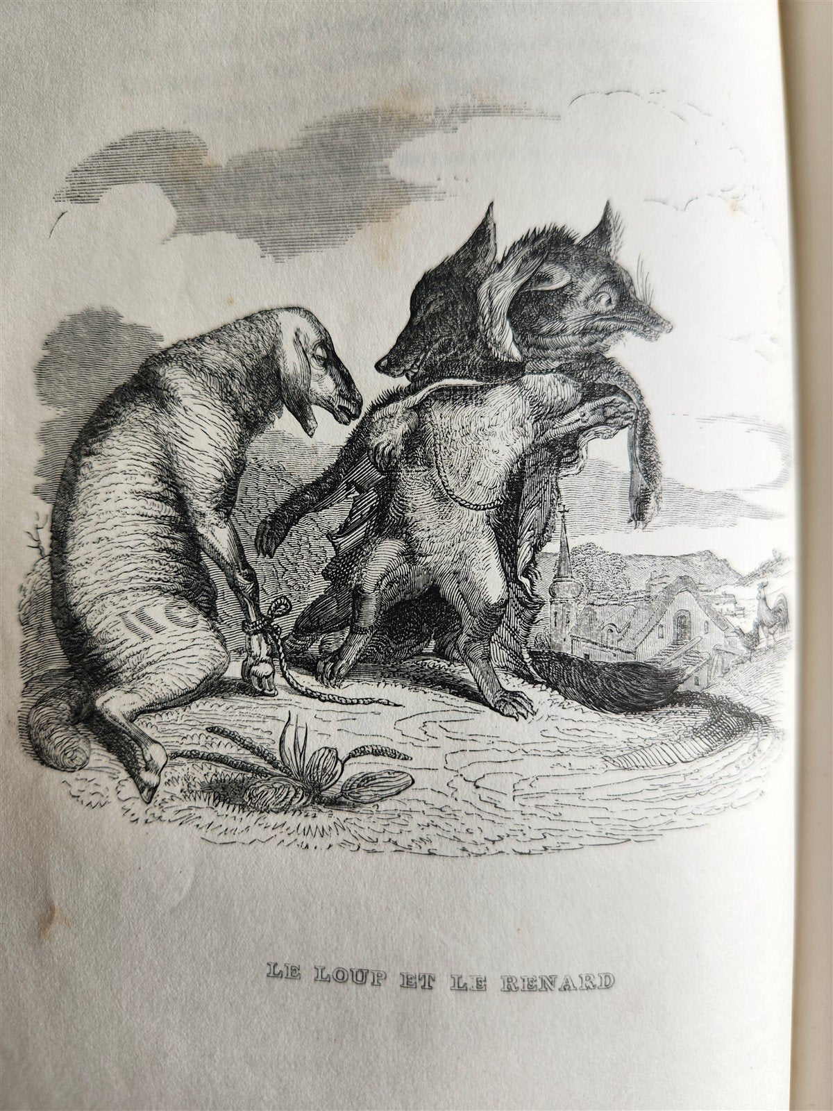 1839 FABLES by LA FONTAINE 2 VOLUMES illustrated ANTIQUE in FRENCH