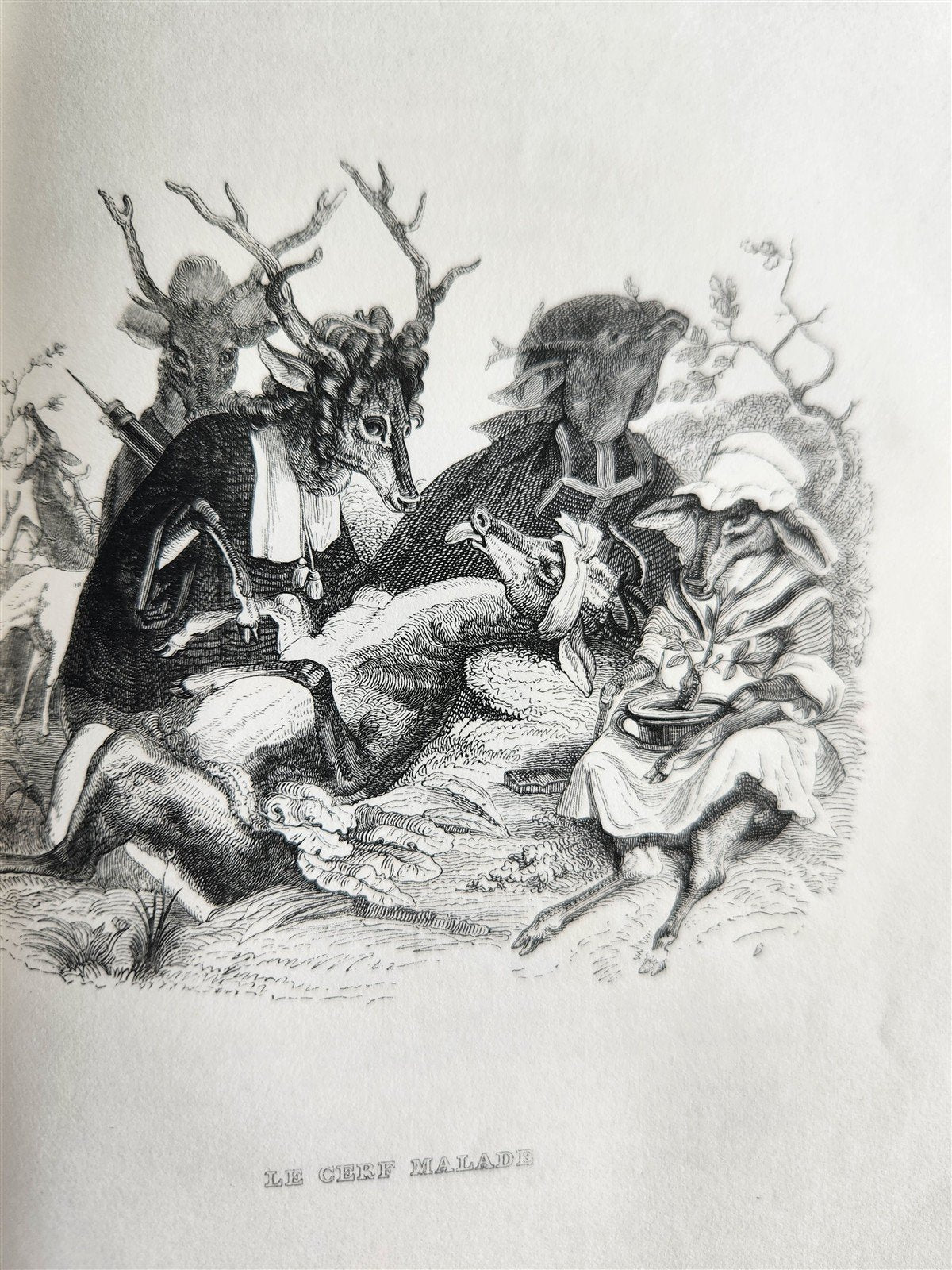 1839 FABLES by LA FONTAINE 2 VOLUMES illustrated ANTIQUE in FRENCH