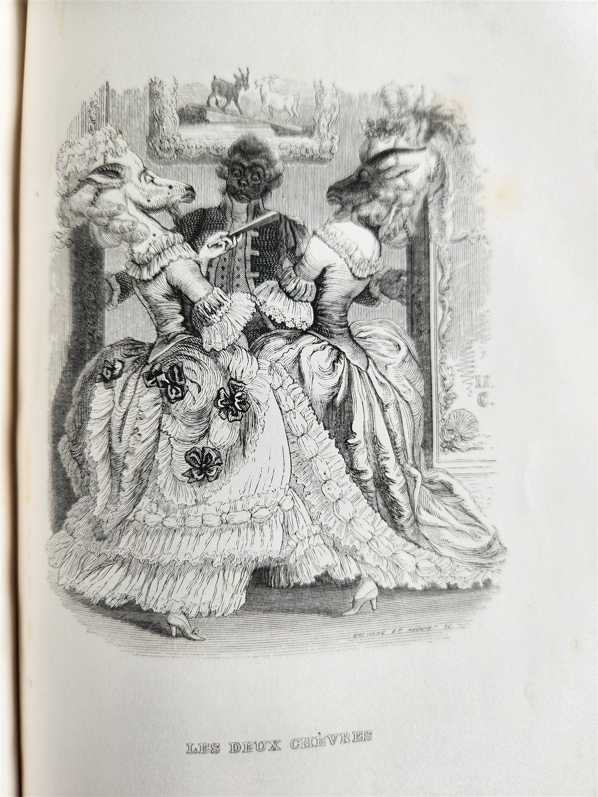 1839 FABLES by LA FONTAINE 2 VOLUMES illustrated ANTIQUE in FRENCH