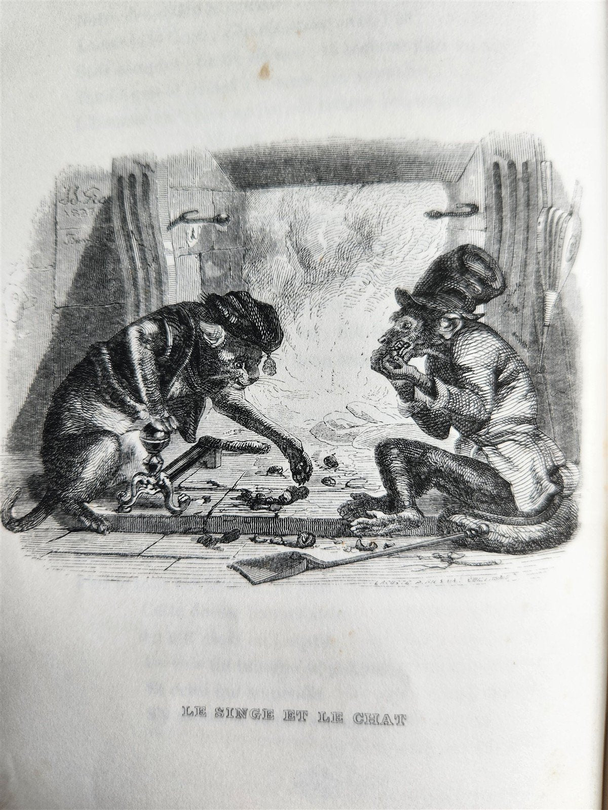1839 FABLES by LA FONTAINE 2 VOLUMES illustrated ANTIQUE in FRENCH