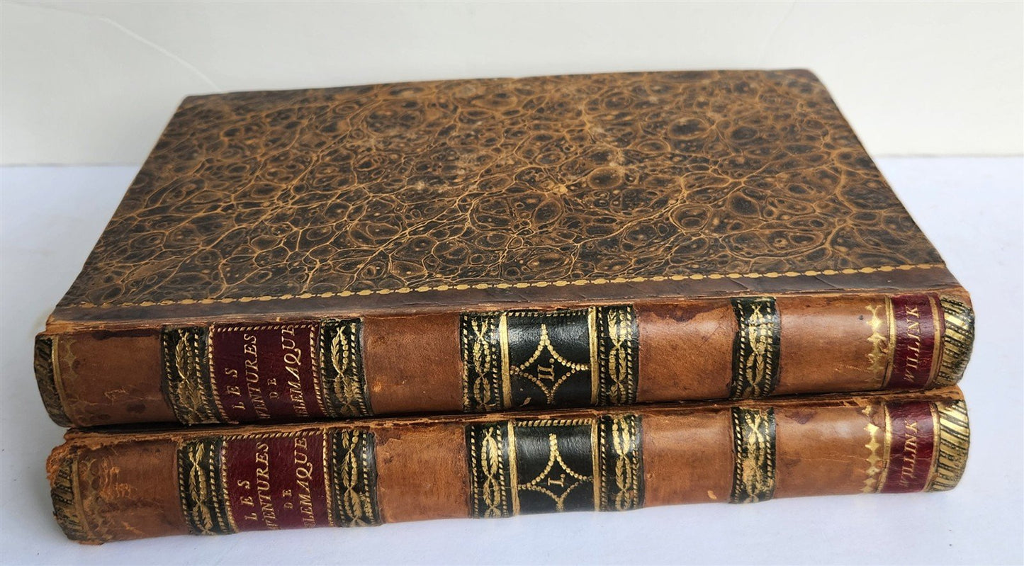 1814 LES AVENTURES de TELEMAQUE by FENELON 2 VOLUMES in FRENCH ANTIQUE