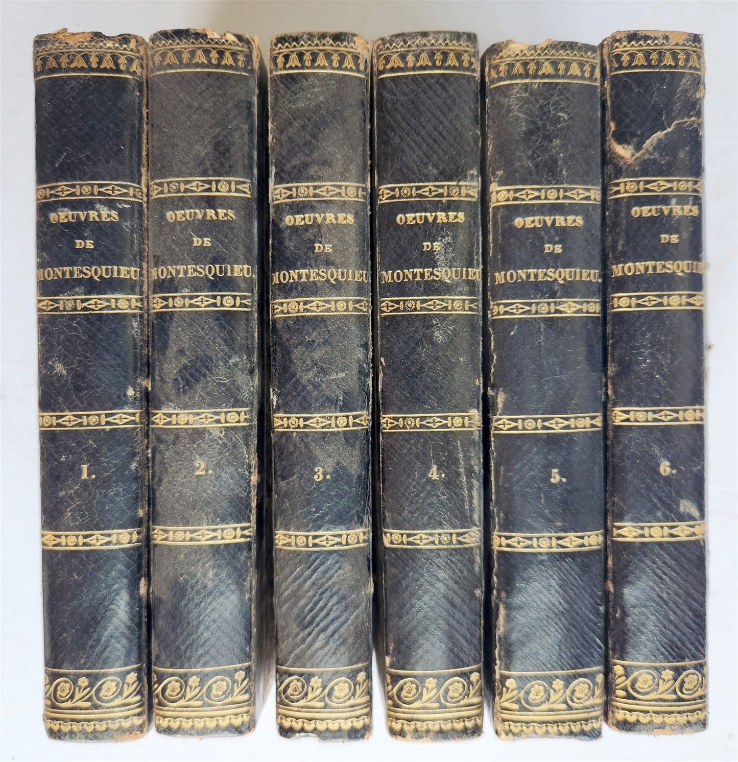 1764 OEUVRES de Monsieur de MONTESQUIEU 6 VOLUMES SET in FRENCH ANTIQUE