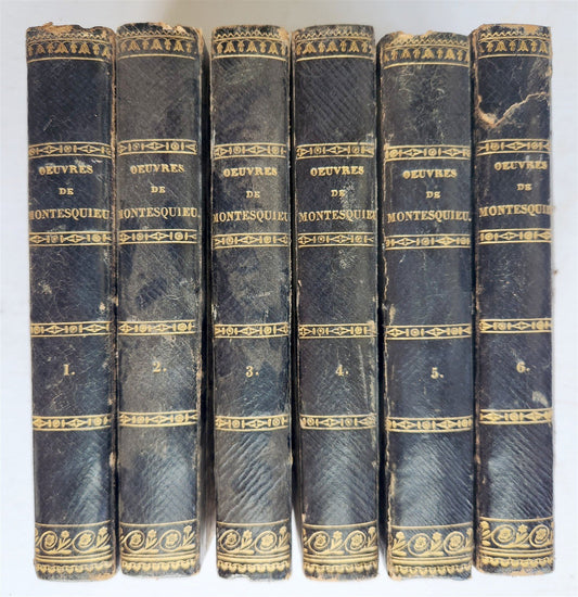 1764 OEUVRES de Monsieur de MONTESQUIEU 6 VOLUMES SET in FRENCH ANTIQUE