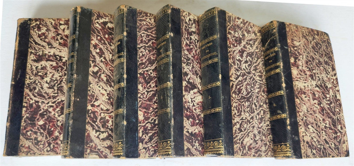 1764 OEUVRES de Monsieur de MONTESQUIEU 6 VOLUMES SET in FRENCH ANTIQUE