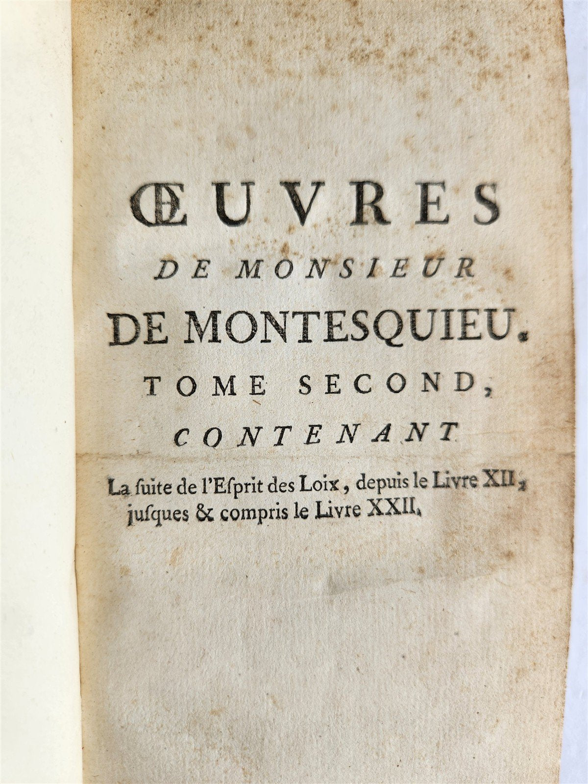 1764 OEUVRES de Monsieur de MONTESQUIEU 6 VOLUMES SET in FRENCH ANTIQUE